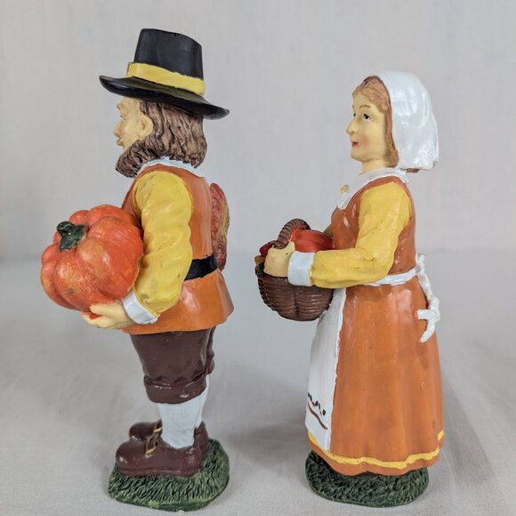 Thanksgiving Pilgrim Couple Rustic Figurines Table Centerpiece Vintage 1995 STC - Picture 2 of 7